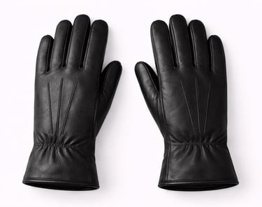 Soft black sheepskin leather gloves with smooth finish and comfort fit