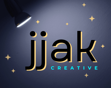 jjak creative audio editing and sound design logo. Black highlighted lower case font with lamp image