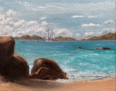 The Baths, B.V.I. 20.32 x 25.4 cm Oil on Canvas