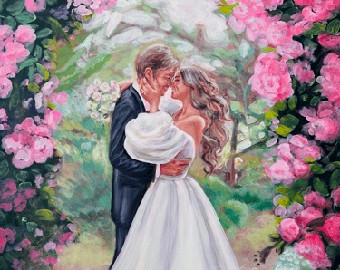 Beautiful acrylic live wedding painting painted by Nominsstudio.com