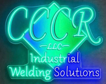 a neon sign that says, ccr industrial welding