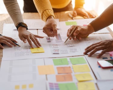 a group of people working on a project