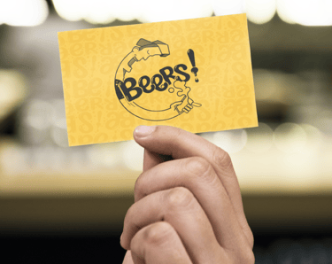 Carte de Visite pour BEERS! avec logo jaune, design par Marion Guizzardi, directrice artistique, Montpellier.