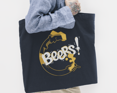 Tote Bag personnalisé Beers! Création de branding par Marion Guizzardi, directrice artistique, Montpellier.