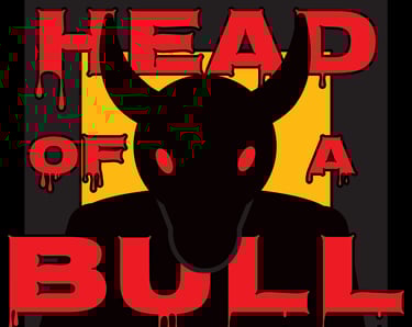 A thumbnail for the game Head of a Bull. A minotaur's head is silhouetted by a yellow doorway.