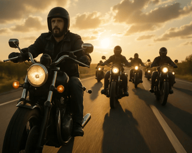 Bande de motards pour la journée mondiale de la moto.