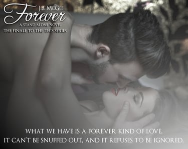 Book cover for Forever by J.B. McGee featuring a romantic couple in an intimate embrace.