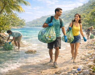 Participants à une action de protection du lagon à Mayotte
