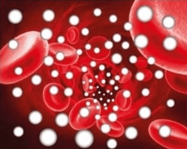 Globules rouges avec une quantité moyenne de molécules d'oxygène.