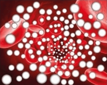 Globules rouges avec une grande quantité de molécules d'oxygène.