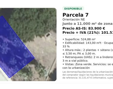 Ficha parcela 7 Terrazas de la Exótica