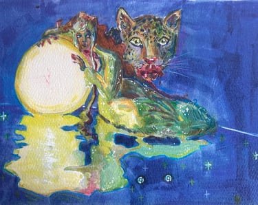 Original Takara Welter Mixed Media Painting on Paper titled, "Woman of the Night"