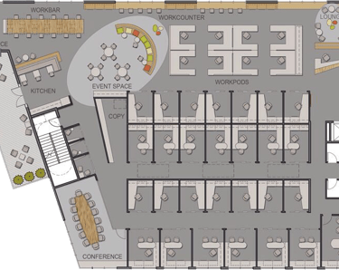 plano planta de oficina coworking