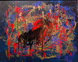 a painting of a horse during Kentucky derby day