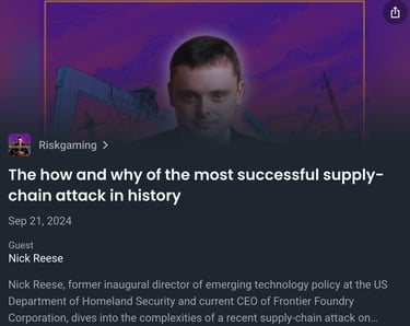 Nick's podcast on supply chain cybersecurity