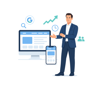 Création de site web professionnel pour artisans et entreprises — un expert présente un site moderne, responsive et optimisé