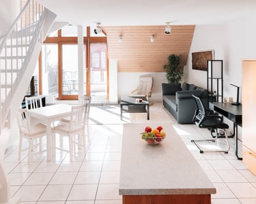 Gemütlicher Wohnbereich in der Ferienwohnung Filderstadt nahe Messe Stuttgart