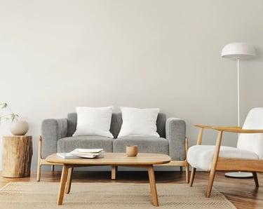muebles variados en una sala como sillones, sillas y lampara