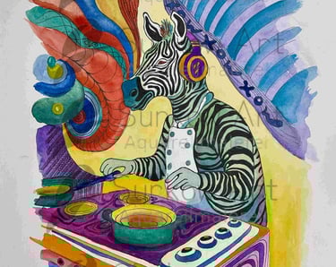 aquarell-dj-zebra-surkow-art-paul-surkow
