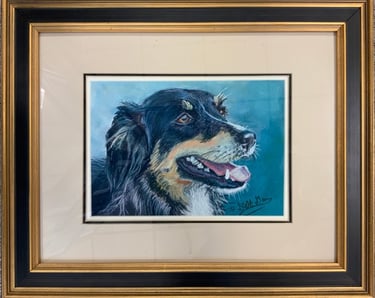 Pastel portrait of English shepherd