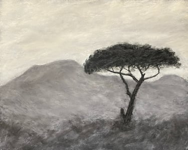 Pastel sec - Vésuve depuis Pompei