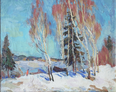 Pintura de Boris Vladimirovich Alekseev realizado en 1951. Técnica óleo sobre cartón