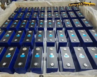 a box of LiFePO4 prismatic battery cells