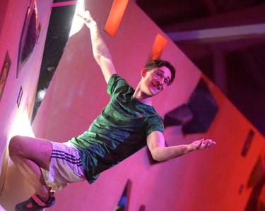 a climber cheering people on