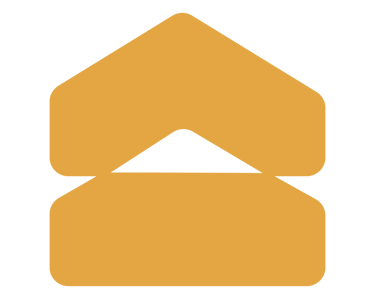 a house with a triangle shaped logo on it