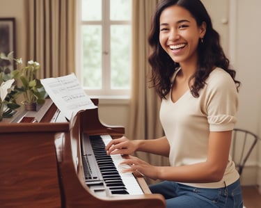 A person with long hair tied back operates music production equipment, including an AKAI MPC and a laptop, in a studio setting. Additional equipment like a turntable and speakers are visible, with various items such as a jar and pens placed on a desk.