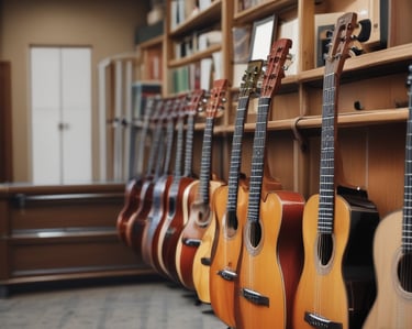 rack of guitars