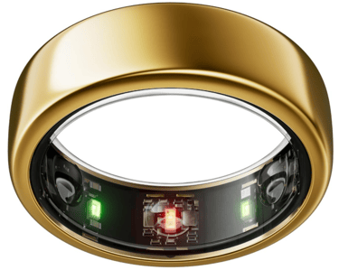 gold oura health tracking ring in gold