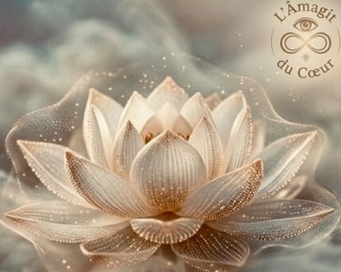 Fleur de lotus lumineuse symbolisant la régénération cellulaire et la vitalité par le magnétisme à A