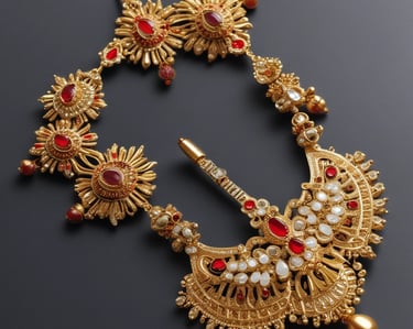 A bright, minimalistic display of various jewelry pieces on a clean surface.