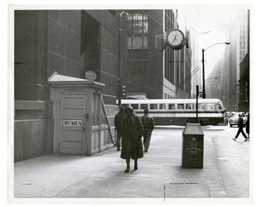 Entrance to public toilets at LaSalle and Washington Streets in Chicago, Illinois, USA.