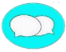 a blue and white speech bubble bubble bubble bubble bubble