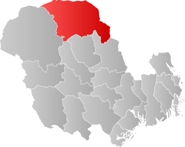 map of Telemark with Tinn in red