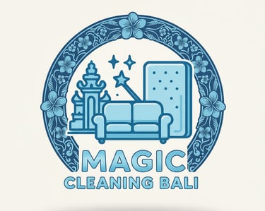 a couch with a magic cleaning ball on it