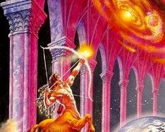Centaure visant le ciel avec son arc et sa flèche