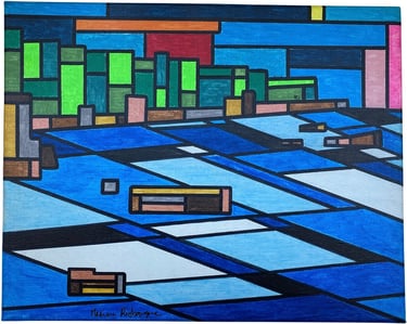 Toile tableau lampe Ligne couleurs maxime Risbourque