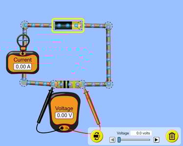 A Phet circuit to investigate ohm's law