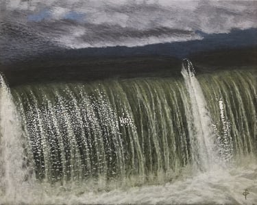 Tableau peinture à l'acrylique - Effet d'eau au barrage de Chatou