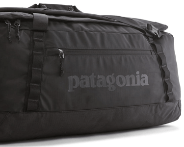 Patagonia Black Hole duffle bag with backpack straps for versatile carrying options.