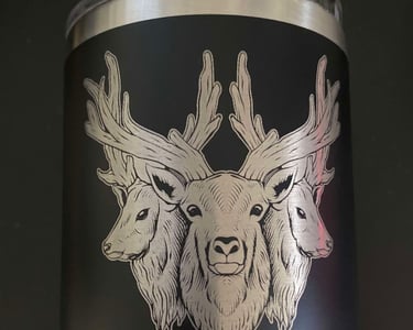 a close up of a deer head with a deer head