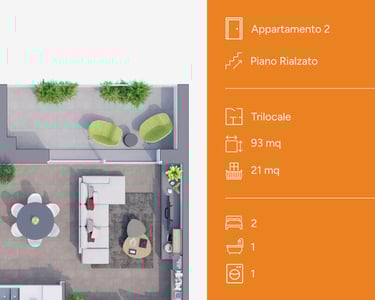 Planimetria trilocale Mil-Flores, appartamento 2, 93 mq, via Dei Bombici Cremona.