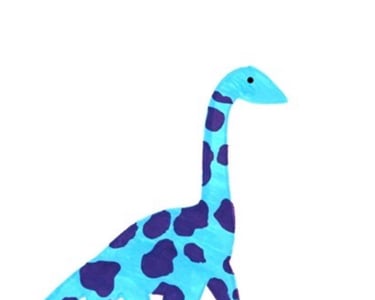 Bessie - a lake monster mascot - turquoise with purple spots