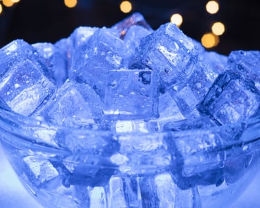 a bowl of ice cubes in a bowl