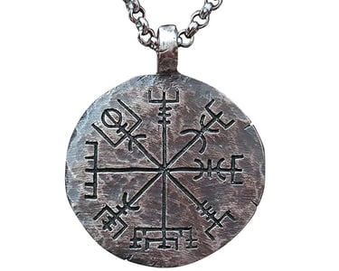 999 Pure Silver Viking Compass Necklace Vegvisir Pendant Hand Hammered Norse Jewelry Necklace Viking Gifts for Men