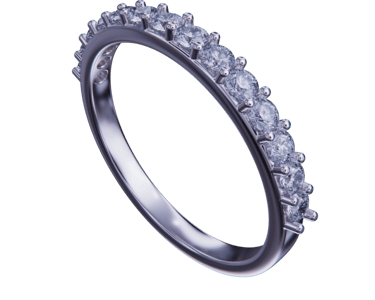 Elegant white gold double prong style diamond wedding band.