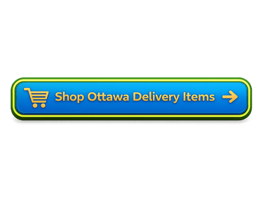 Blue call-to-action button with orange “Shop Ottawa Delivery Items” text and a green outline.